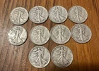 LOT OF 10 WALKING LIBERTY HALF DOLLAR 90% SILVER COINS MELT SCRAP COLLECT