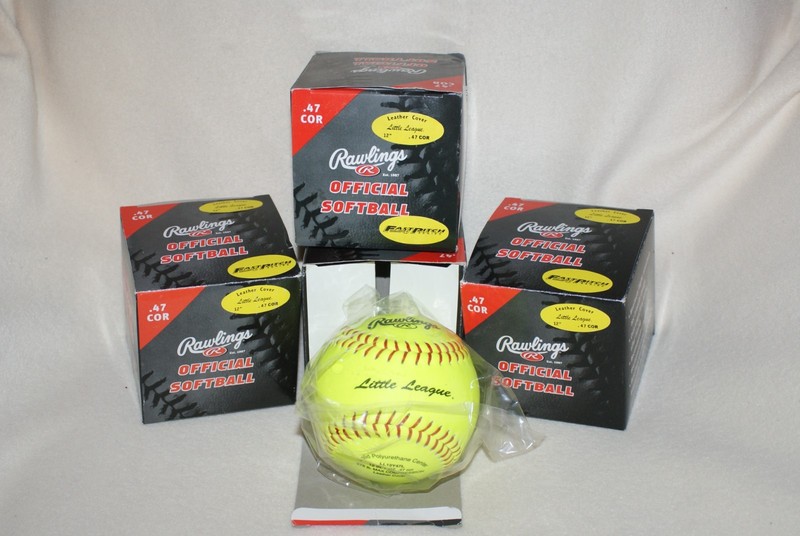 (4) Rawlings Official 12" Yellow Little League Softball-FastPitch- NEW/Sealed