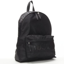 VERSACE La Greca 90s logo black nylon backpac...