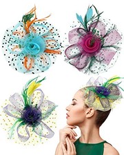 3 Pack Fascinators Hats for Women, Tea Party Hats for Girls Flower Fresh Color