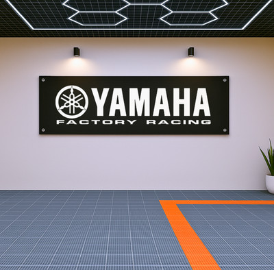 Yamaha Factory Racing Flag Banner 71x24''   Garage Wall Decor
