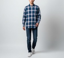 Gant Regular Camicia Uomo XL Plaid Flanella Manica Lunga Collarino Bottoni Front