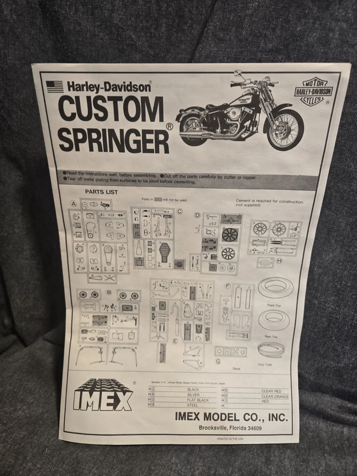 IMEX 1:12 Harley Davidson Custom Springer Plastic Model Kit - 100% Complete - Image 3 of 4