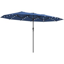 Double-Sided Sun Umbrella, Garden Parasol with Light, Blue