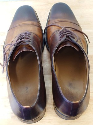 Magnanni Men’s Captoe 12M Brown Burnish Leather Oxford Dress Shoes Magnanni Men main image 4