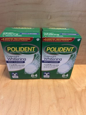 Polident Overnight Whitening Denture Cleanser Tablets - 84 ct 02/28/2025 2 Boxes