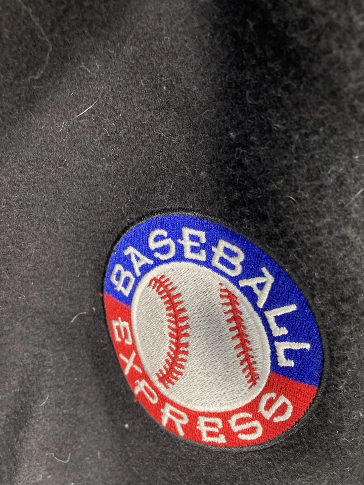 Бейсбольная куртка Express Varsity Letterman мужская размер XL черная кожа шерсть на молнии винтажная - Изображение 4 из 4