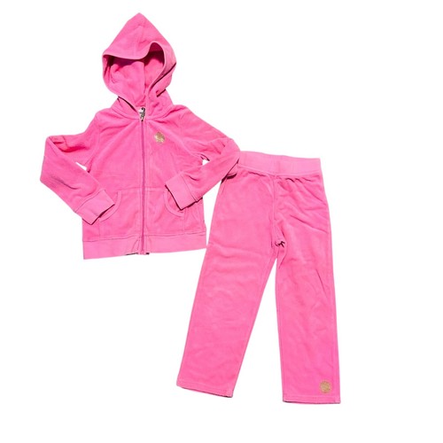 Juicy Couture 3T Toddler Girls Pink Terry Tracksuit Jogger Outfit Hoodie 2 Piece