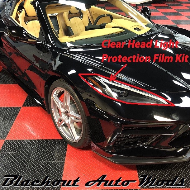 For Chevrolet Corvette C8 2020-2023 Car Headlight Protective Film Vinyl Restoration Transparent Black TPU Car Light Sticker