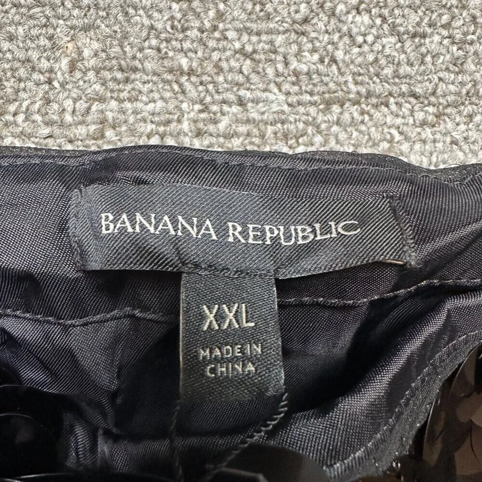 Mini Vestido Banana Republic Nuevo con Etiquetas Negro Lentejuelas Grandes Cuello Cuadrado Talla XX-Grande Foto 3 de 4