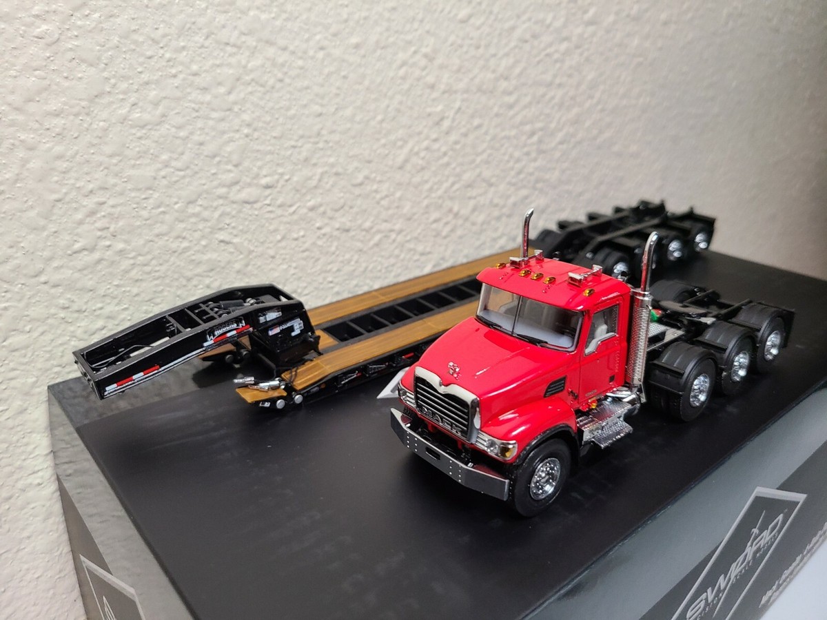 Mack Granite w Rogers 4-Axle Lowboy - Red/Black Sword 1:50 Scale