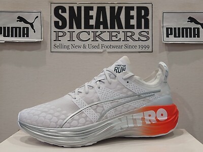 Puma Men's ForeverRun Nitro Running - 380017 01 - White / Silver - Size: 10 NEW