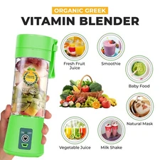Vitamin Blender® Portable Blender and Juicer BPA FREE Steel Blades Organic Greek