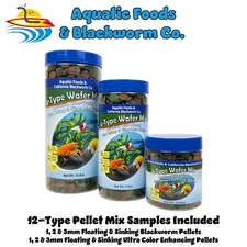 4-Type Wafer Mix of Spirulina, Worm, Shrimp, Color Wafers. FREE 12-Type Pellets
