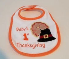 Infant Unisex Carters Baby's 1st Thankgiving Felt Turkey Hat Embroidery Detail