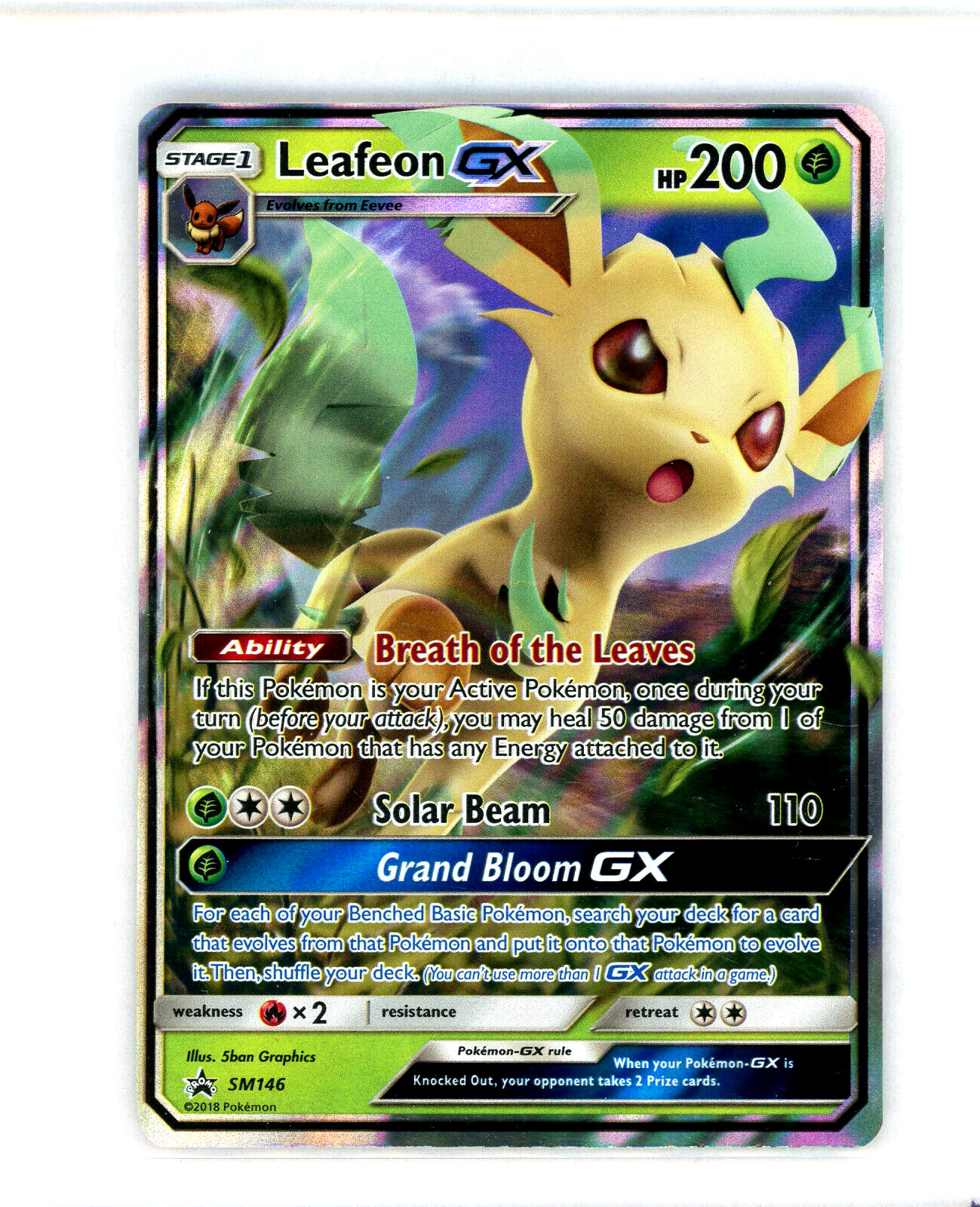 Pokemon Leafeon GX SM146 Sun & Moon BLACK STAR PROMO Eeveelution NM