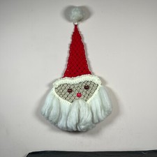 Vintage Handmade Macrame Santa Claus Christmas Wall Hanging 30"