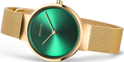 Bering Green Dial Gold Tone Mesh Band Stainless Steel  display picture 2