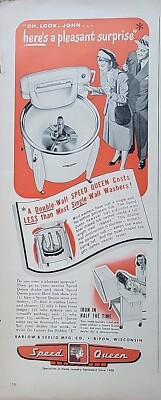 1948 Speed queen Double wall wringer washer watching machine vintage ad