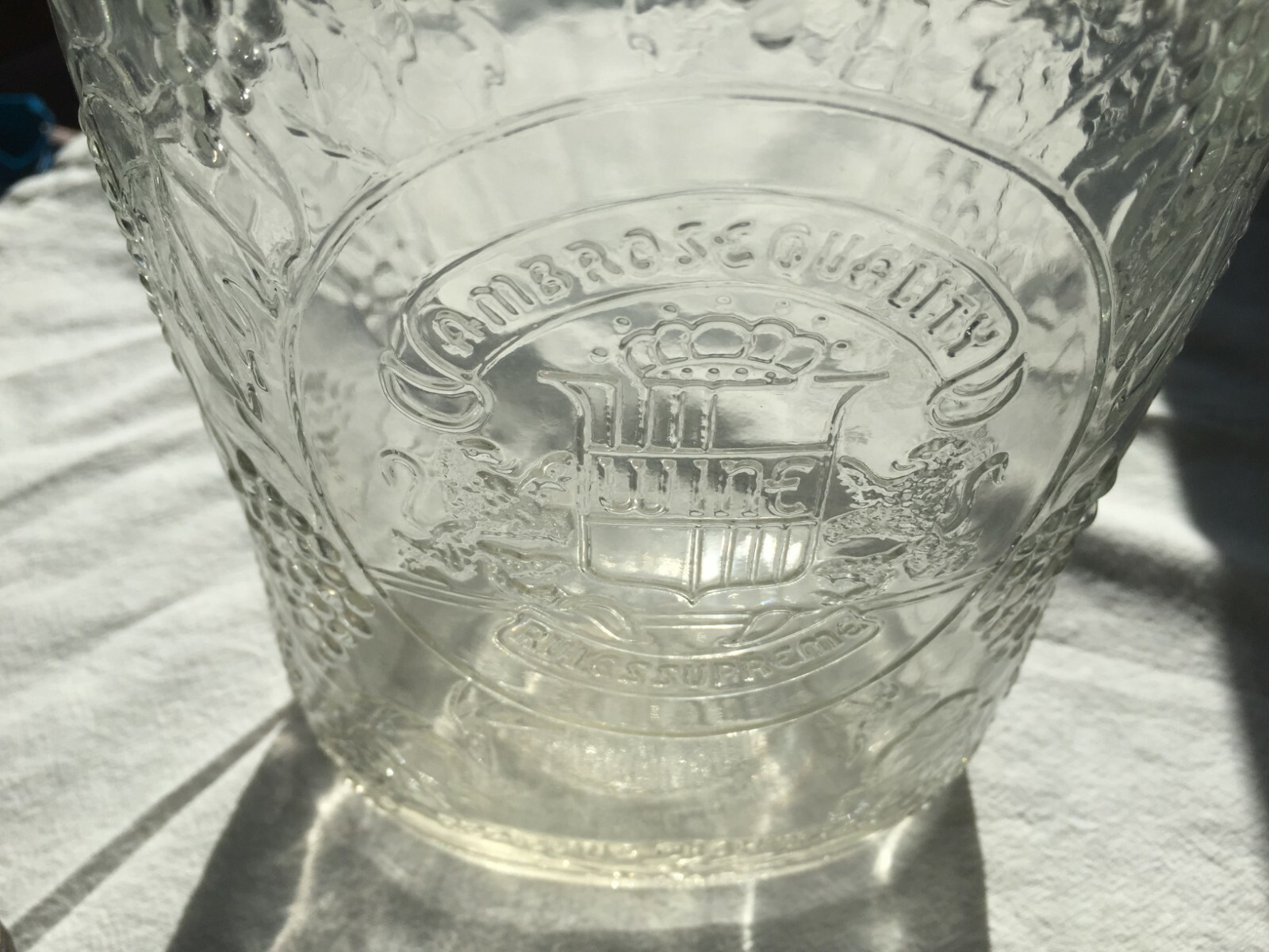 1/2 gal grape embossed glass wine bottle Ambrose Quality Rules Supreme no cap eBay