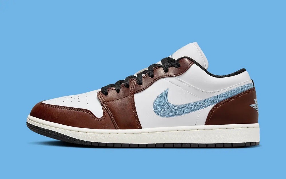 Nike Air Jordan Retro 1 Low White Blue Grey Brown FQ7832-142 Men's Size 9.5