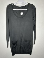 Forever 21 XXI Dark Gray Long Sleeve Knit Sweater Shirt Dress Size Small