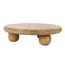 Hand-Carved Mango Wood Circular Pedestal