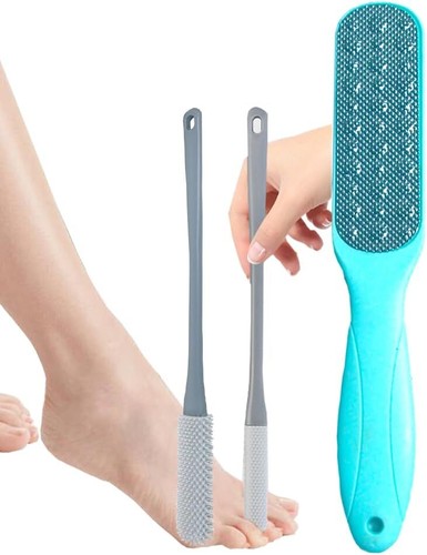 Toe Cleaning Brush 15.7" Foot Scrubber in Shower with Long Handle Grey