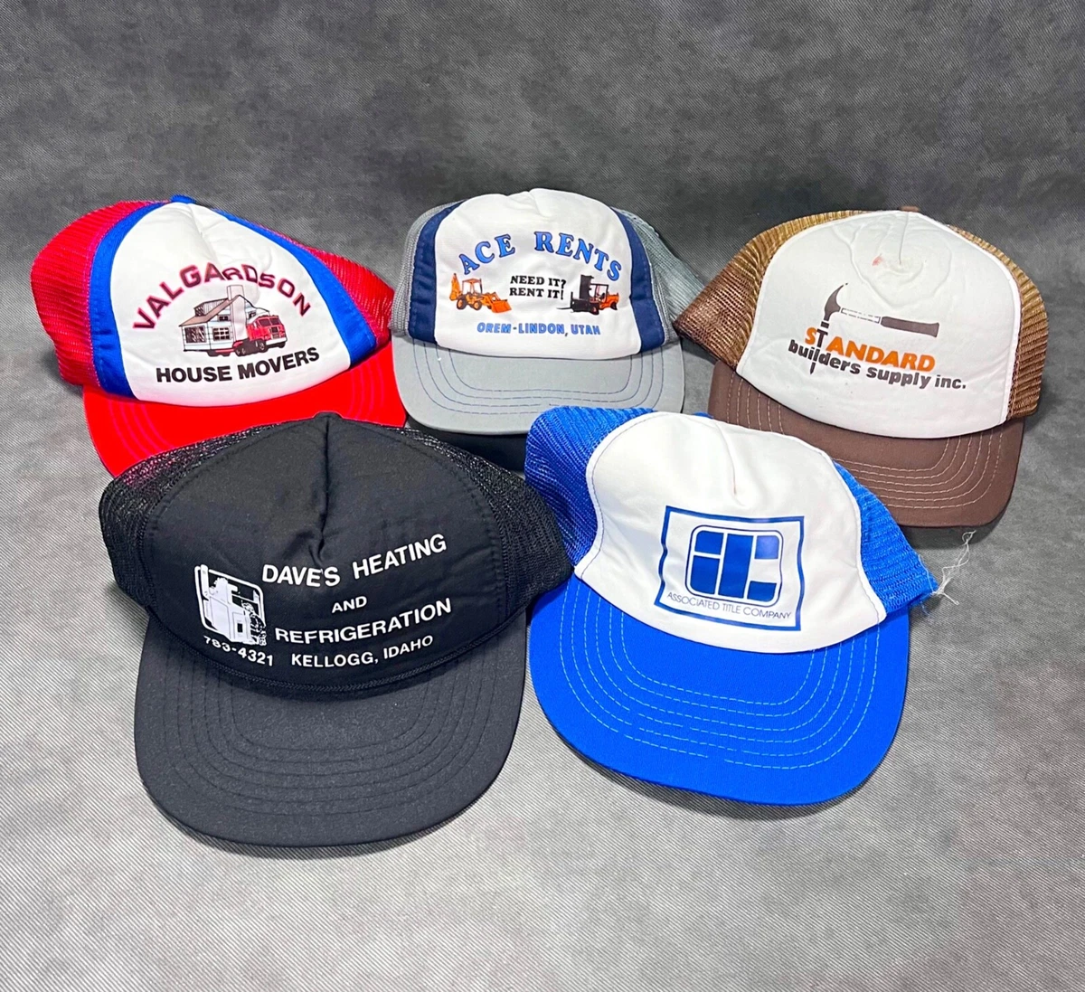Lot 5 Construction Themed Trucker Hats Baseball Caps Mesh Snapback