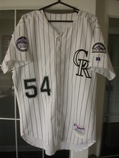 Camiseta de béisbol Colorado Rockies Game usada/usada 2002 Home Sunday - Kent Mercker