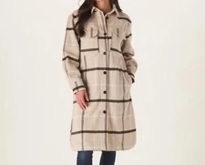 Authentic The Normal Brand Womens Toni Duster Jacket in Cream Plaid & Brown