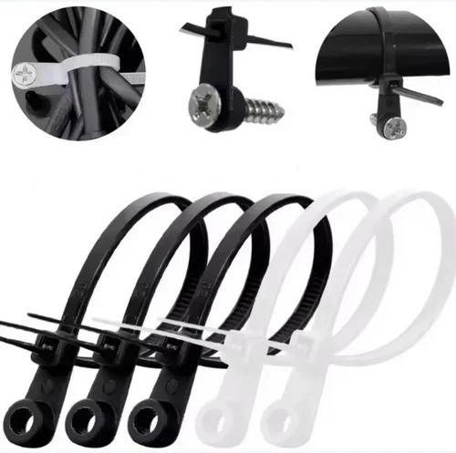 300/200x Nylon Cable Ties with Screw Hole Mount - Self-Locking Loop Zip Tie Wrap - Picture 1 of 18