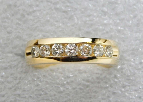 2Ct Round Lab-Created Diamond Wedding Band Ring Mens 14K Yellow Gold Plated