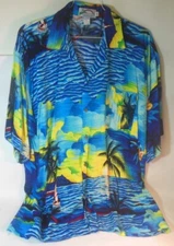 Vtg  Honolulu HAWAI SHIRT  XXL Rayon Palm Trees Sail Boats Paradise Found