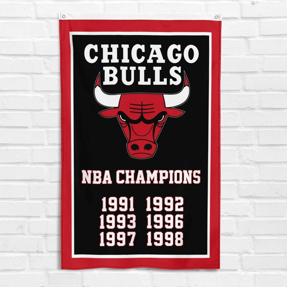 For Chicago Bulls Fans 3x5 ft Flag Champions American Basketball Banner - Image 3 of 4