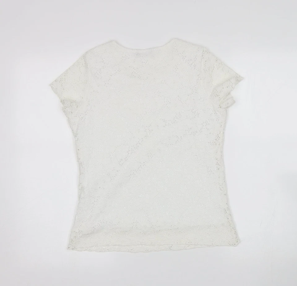 Brittany Black Womens White Nylon  Blend  Blouse Size S - Image 2 of 4