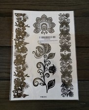 9 Sheets Black Henna Temporary Tattoos Body Art Women Girls Mandala Wrap Cuff