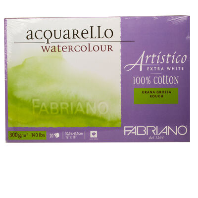 (18,00 /1qm) Aquarellpapier 30,5 x 45,5 cm Baumwolle extra weiss 20 Blatt
