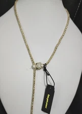 Brass Gold Plated TigerHead Pendant Adjustable Slide Necklace NWT