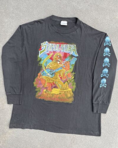 Vintage 90s Sepultura T-Shirt Very Rare Death Meta