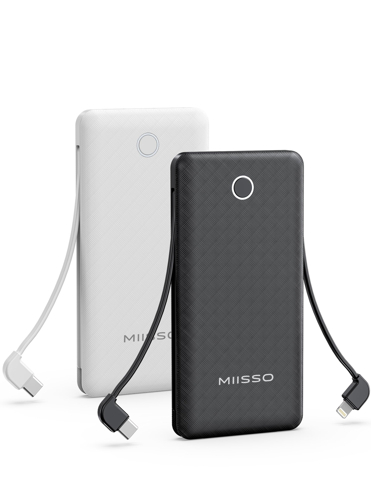 10000mAh Ultra Slim Power Bank with Built-in Cable for Travel