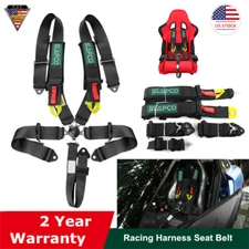 Black Racing Harness 5 Point Safety Seat Belt For ATV UTV Quick Release Camlock
