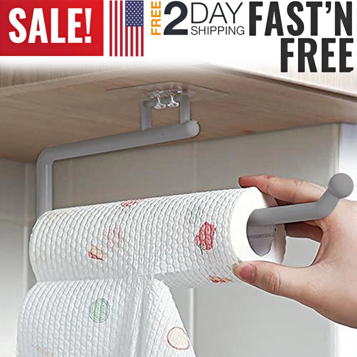 Paper Towel Holder, Self Adhesive Kitchen Towel Rack EASY TO INSTALL NO  DRILLING