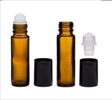 10 ml Amber Glass Bottle with Glass Roller - Pack of 6