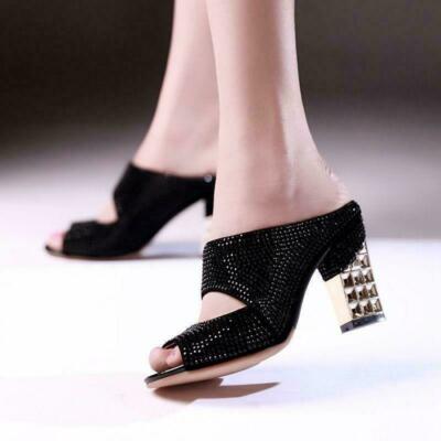 Fashion Womens Rhinestone Peep-toe High heels Summer Sandals