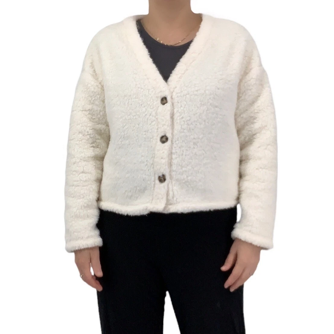 White clearance teddy cardigan