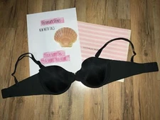 32C Victoria's Secret BLACK Multi way Bra (Straps Included) Metal “V” NEW