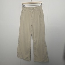 Free People WE THE FREE Beige/Cream Corduroy Wide-Leg Pants Pockets Size 26.