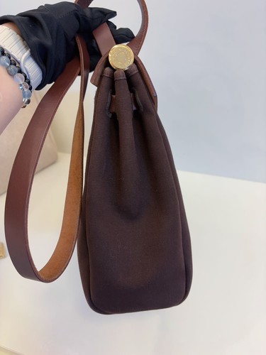Hermes Herbag 31 Brown Leather Canvas Gold Hardware Pre-Owned - Picture 11 of 23