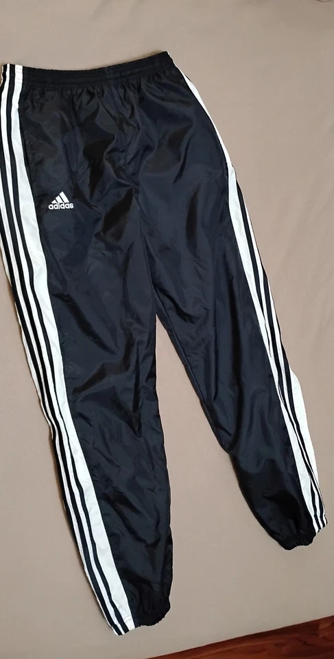 ADIDAS LINED NYLON WIND ATHLETIC GYM TRACK JOGGING SOCCER PANTS - M - Image 3 of 4
